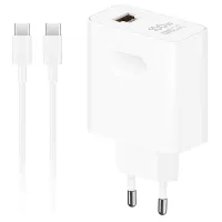 Huawei SuperPower Max 100W Hızlı Şarj Cihazı (Beyaz, EU Plug), USB-A/C Çift Port, Akıllı Güvenlik Çipi, 6A Type-C Kablo Dahil